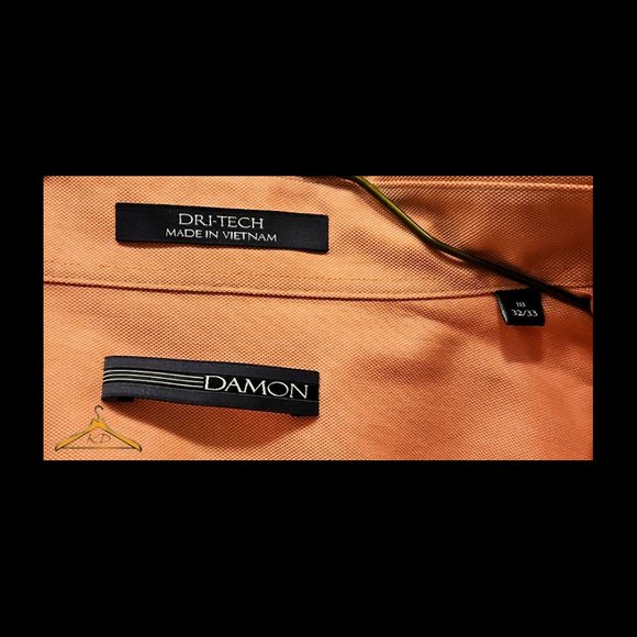Damon Dri-Tech Dress Shirt Size 18-32/33 Pastel Orange Oxford Cloth - Picture 3 of 6